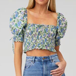 $5 ship! For Love & Lemons Bridget Crop Top - Wisteria Floral - S